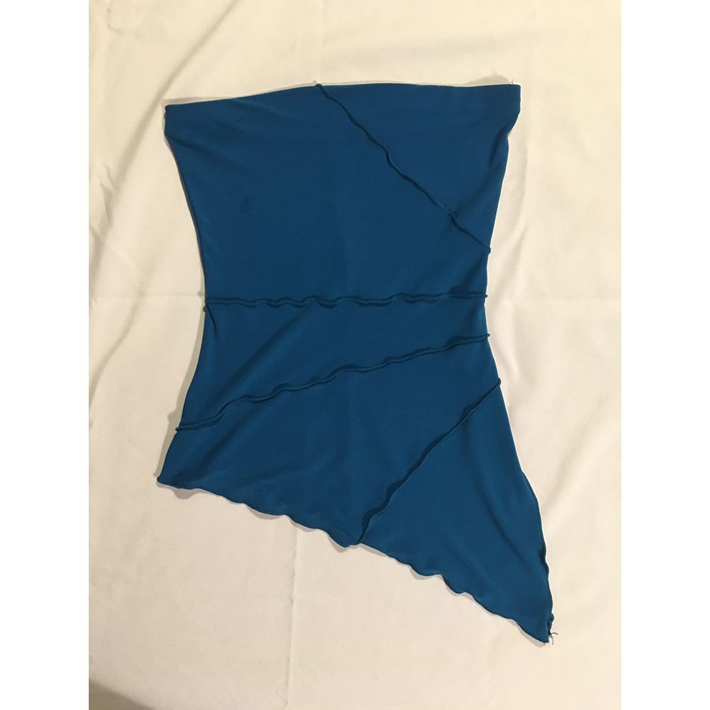 Forever21 Turquoise Stretch Diagonal Strapless Top